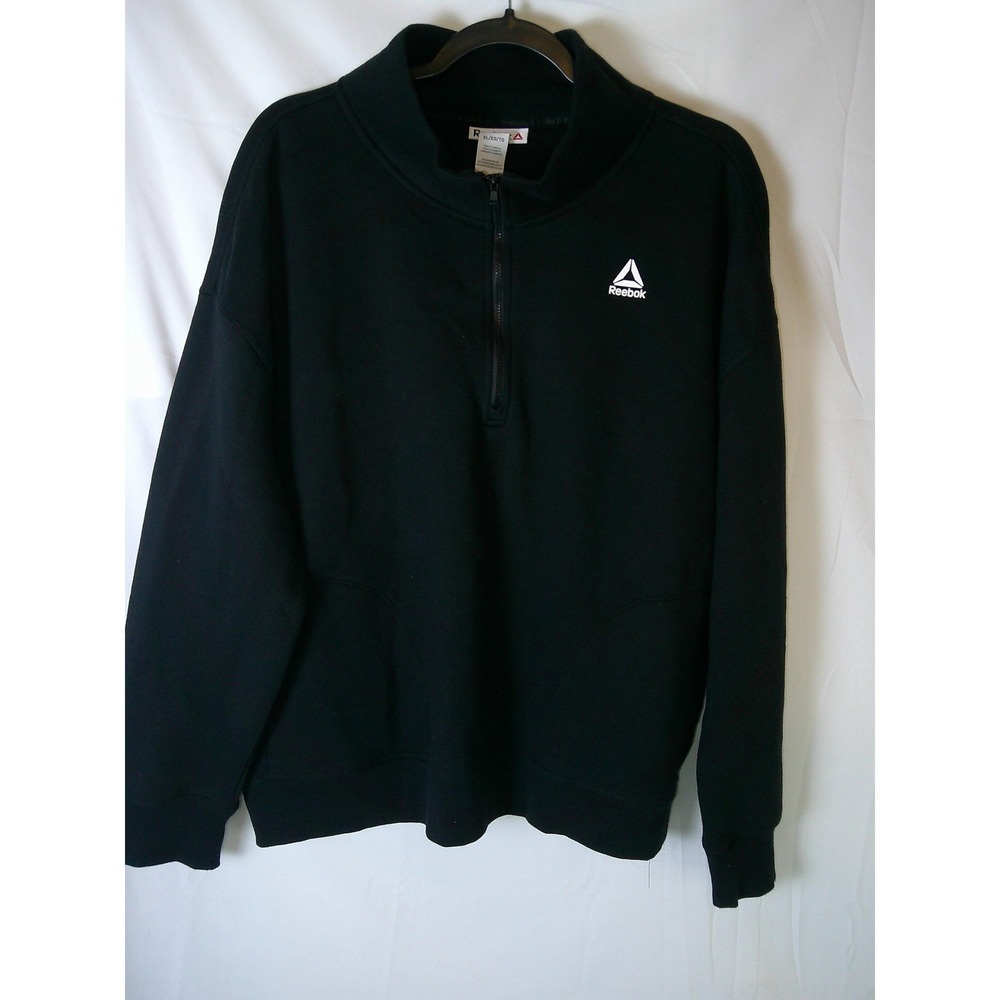 Reebok Mens Black Quarter Zip Pullover Sweatshirt Athletic Activewear XL NWOT